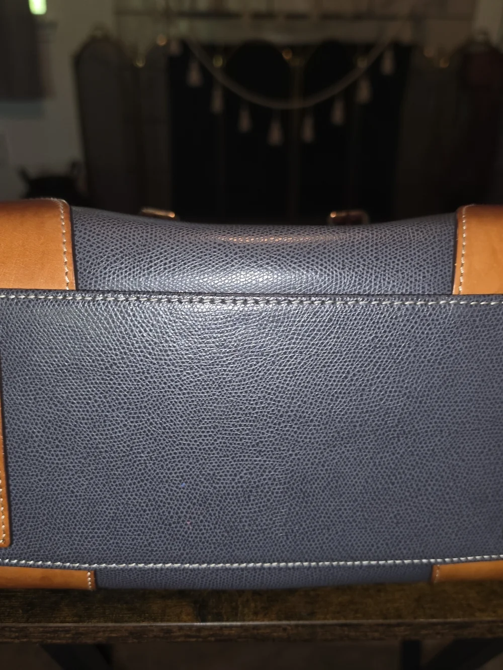 Dooney & Bourke Navy and Tan Leather-Trim Tote